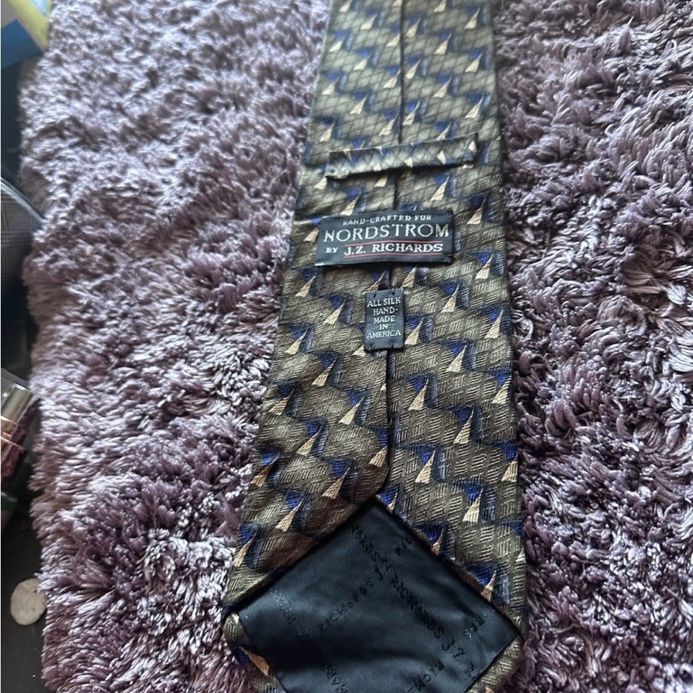 Geometric Silk Tie - Gold and Blue